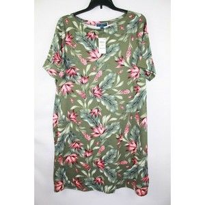 Karen Scott Sports Plus Women's Sports Dress Size 0X Green Floral